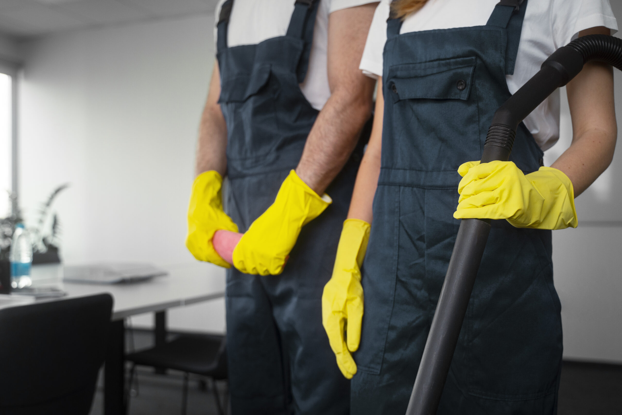 side-view-people-cleaning-building